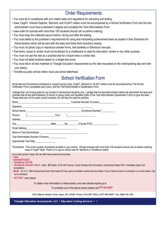 Fillable School Verification Form Printable pdf