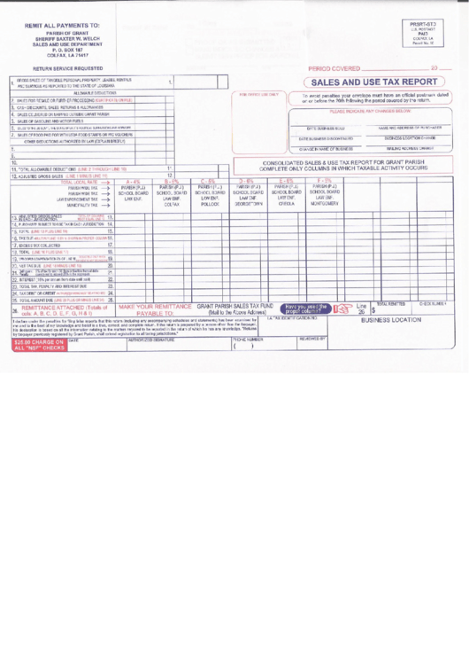 Sales And Use Tax Report Form Printable pdf