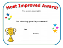 Most Improved Award Template - Funny Stars