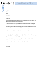 Care Assistant Cover Letter Template