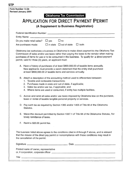 Application For Direct Payment Permit Form Printable pdf