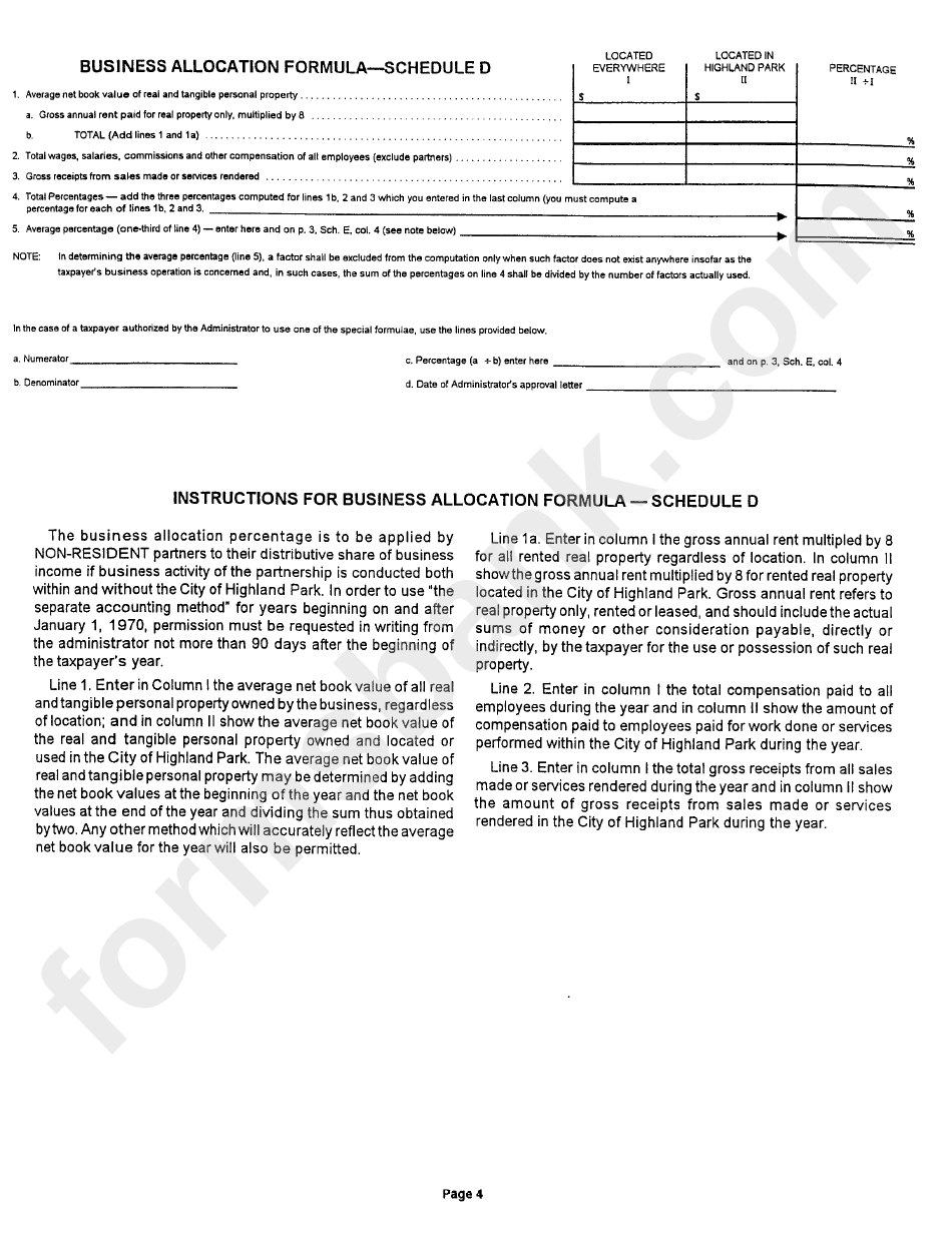 Form Hp-1065 - Form For Taxable Period Beginning - City Of Highland Park