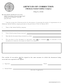 Form 0087-07/12 - Articles Of Correction - Oklahoma Limited Liability Company - Oklahoma Secretary Of State