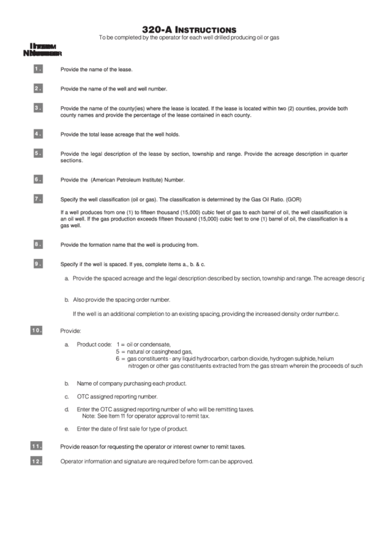 Form 320-A - Instructions Printable pdf