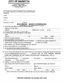 Business Questionnaire Template - City Of Marietta Income Tax Department - Georgia