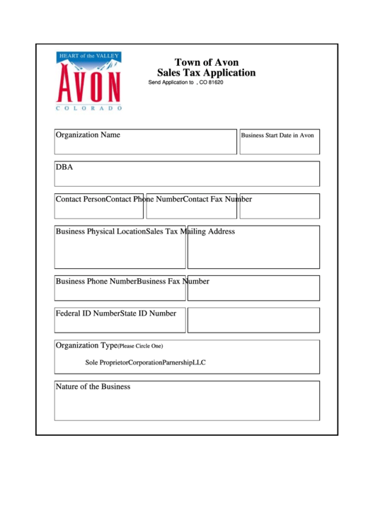 Sales Tax Application Form Printable pdf