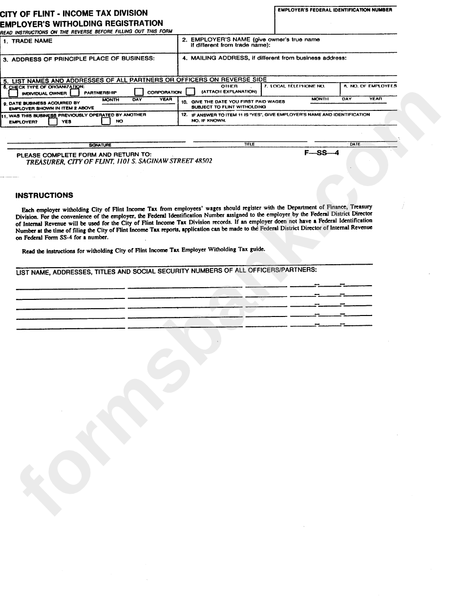 Form Ss-4 - Employer