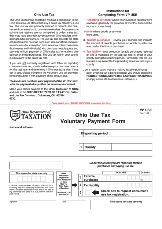 Form Vp Use - Voluntary Payment Form Printable pdf