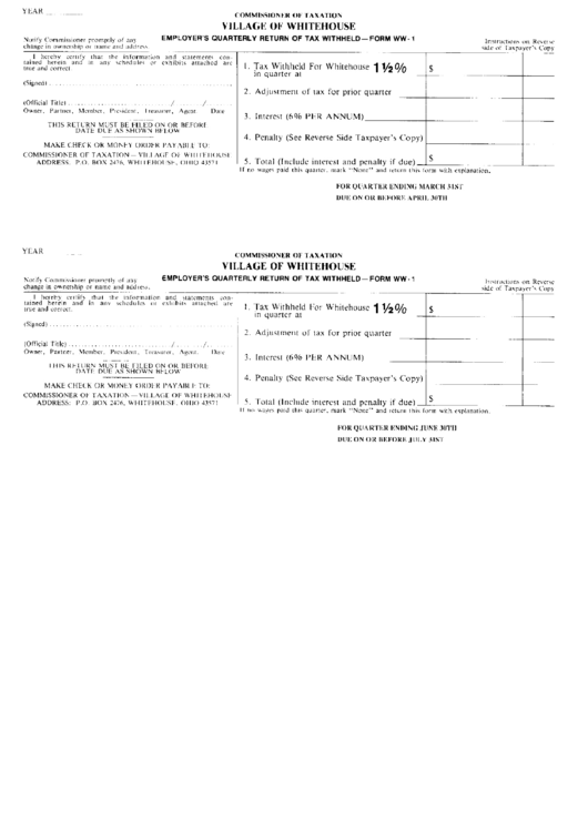 Form Ww-1 - Employer