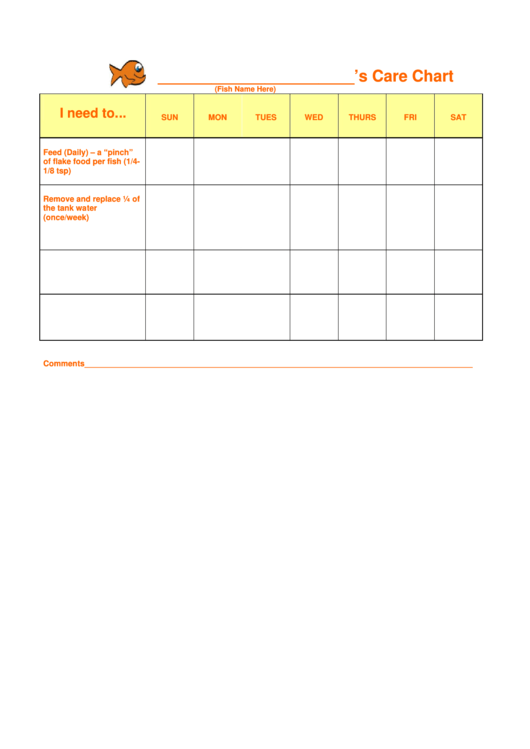 Gold Fish Responsibility Chart Printable pdf