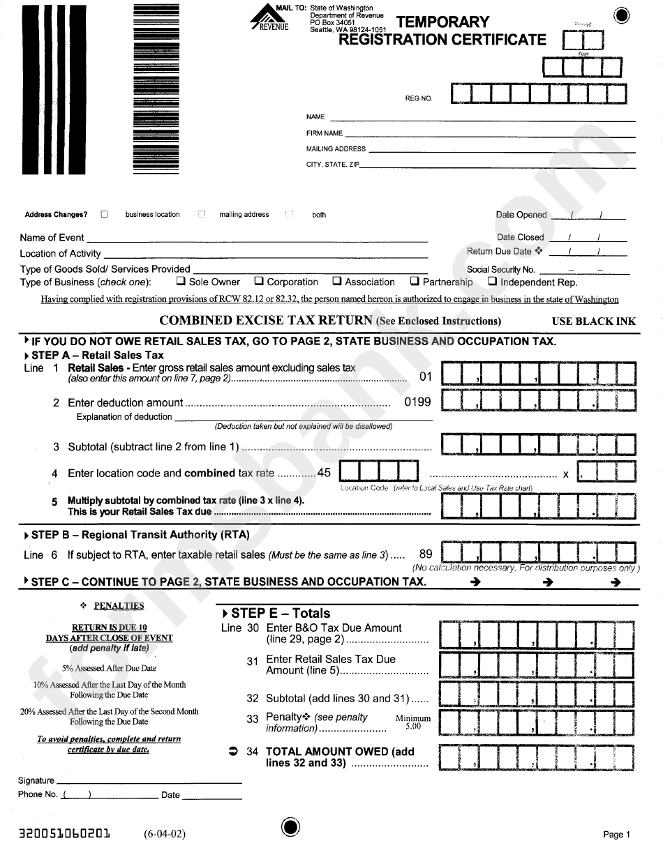 Temporary Registration Certificate Form