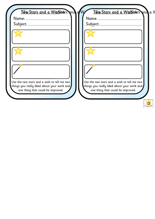 Two Stars And A Wish Activity Sheet Printable pdf