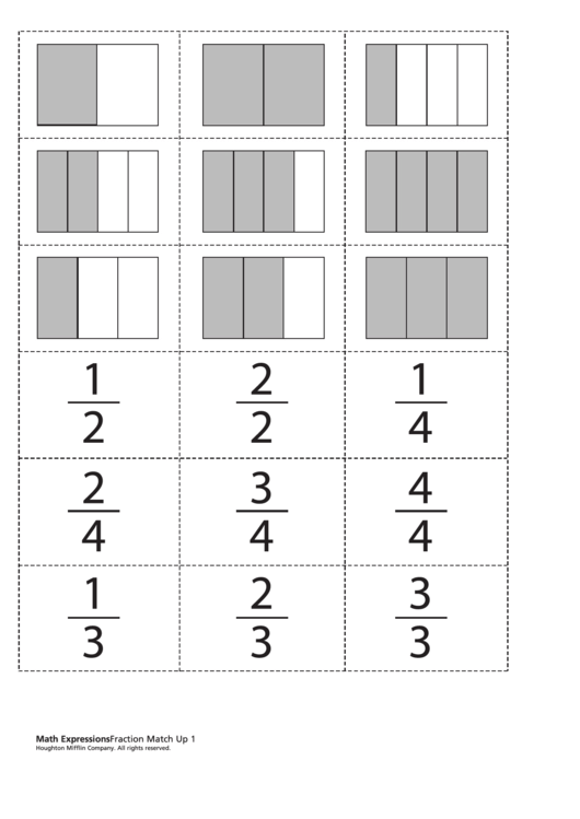 Fraction Match Up 1 Worksheet Printable pdf