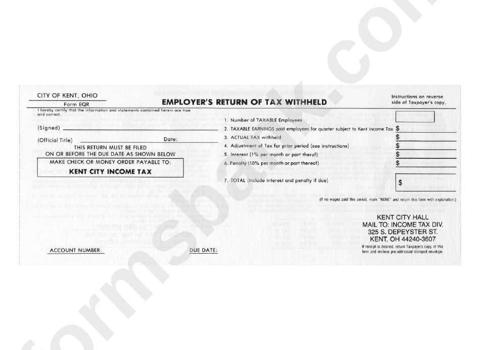 Form Eqr - Employer