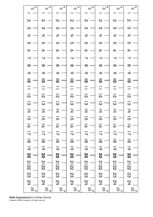 25-Cm Rulers (Back) Template Printable pdf