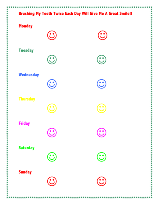 Brushing My Teeth Twice Each Day Will Give Me A Great Smile Template Printable pdf