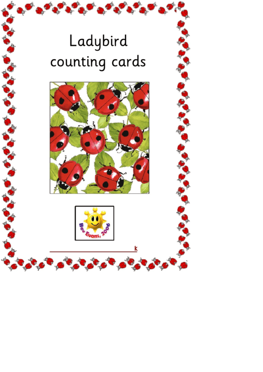 Ladybird Counting Cards Template Printable pdf