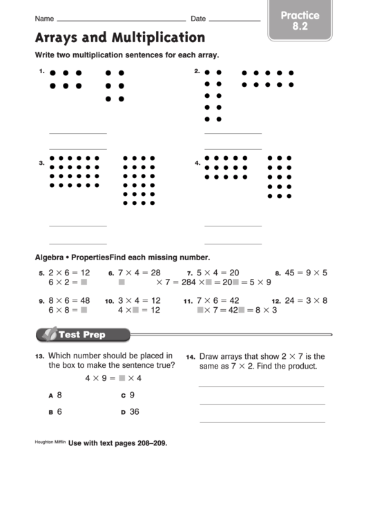 Arrays And Multiplication Worksheet Printable pdf