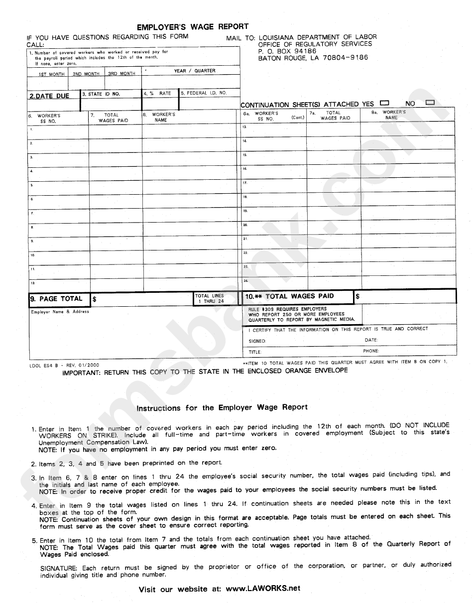Employer S Wage Report Form Printable Pdf Download