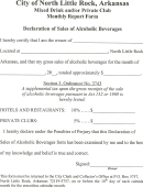 Mixed Drink And/or Private Club Monthly Report Form - Declaration Of Sales Of Alcoholic Beverages - City Of North Little Rock - Arkansas