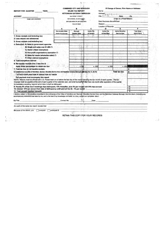 Combined City And Borough Sales Tax Report Ketchikan Gateway Borough Printable pdf