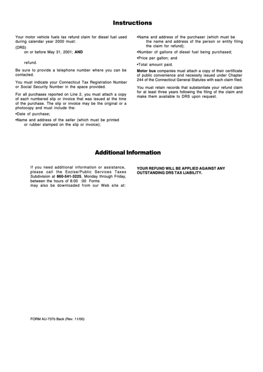 Form Au-737b - Instructions Printable pdf