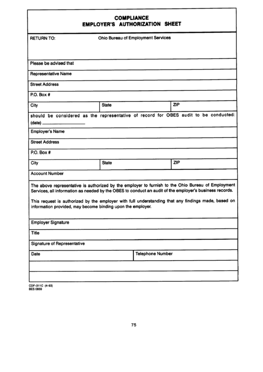 Form Cdf-311c - Compliance Employer