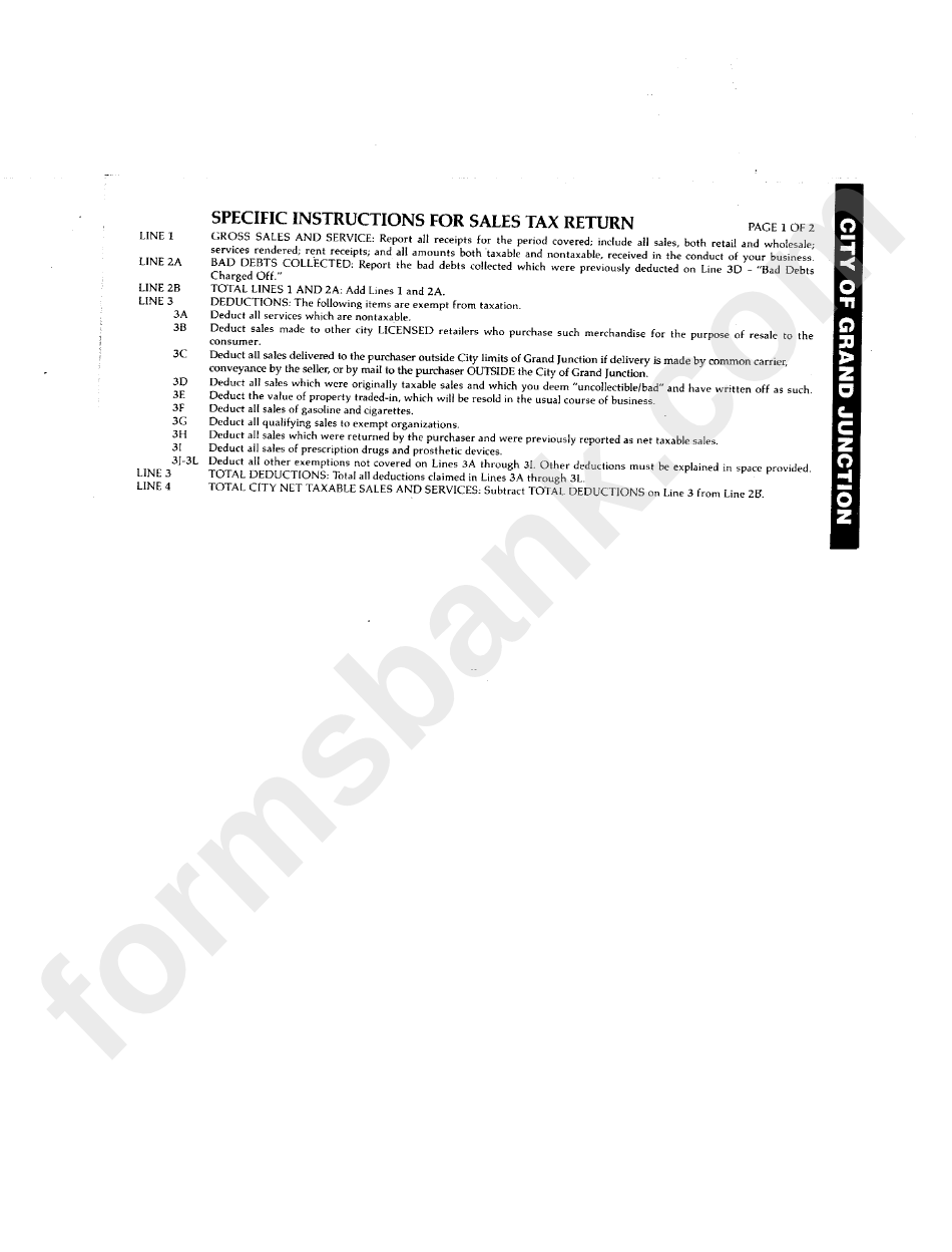 General And Specific Instructions For Sales Tax Return Form