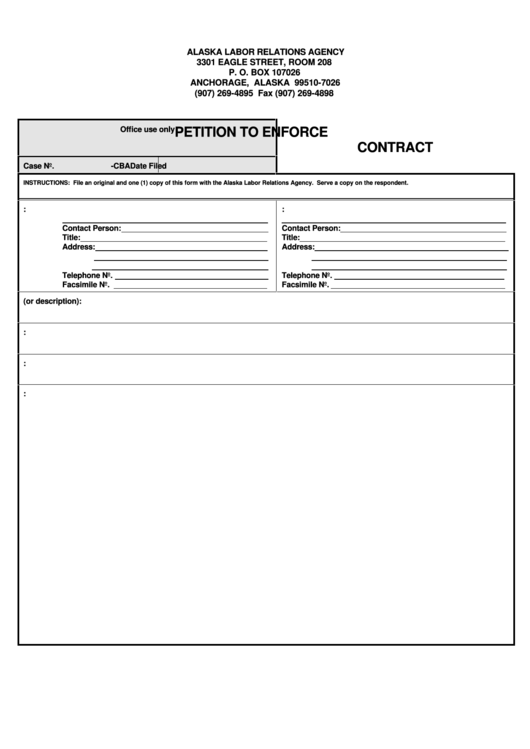 Form For A Petition To Enforce Contract Printable pdf