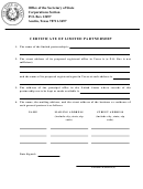 Form 207 - Certificate Of Limited Partnership - Texas Secretary Of State Printable pdf