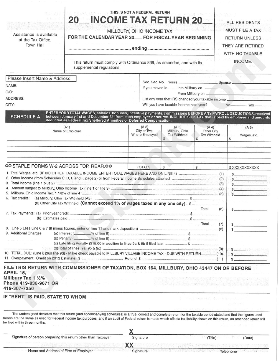 Tax Return Form printable pdf download