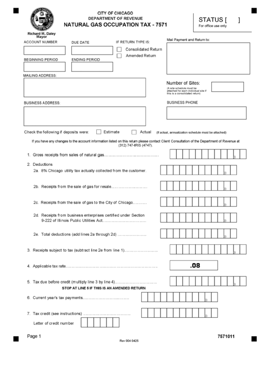 Natural Gas Occupation Tax Form Printable pdf