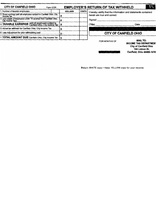 Form Eqr - Employer