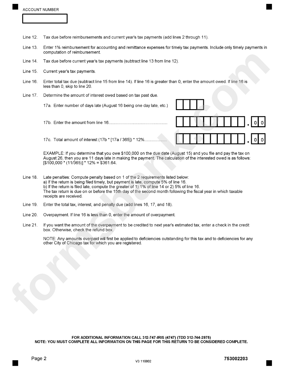 Form 7530 - Instructions For Preparing The Parking Lot And Garage Operations Tax Return 2002