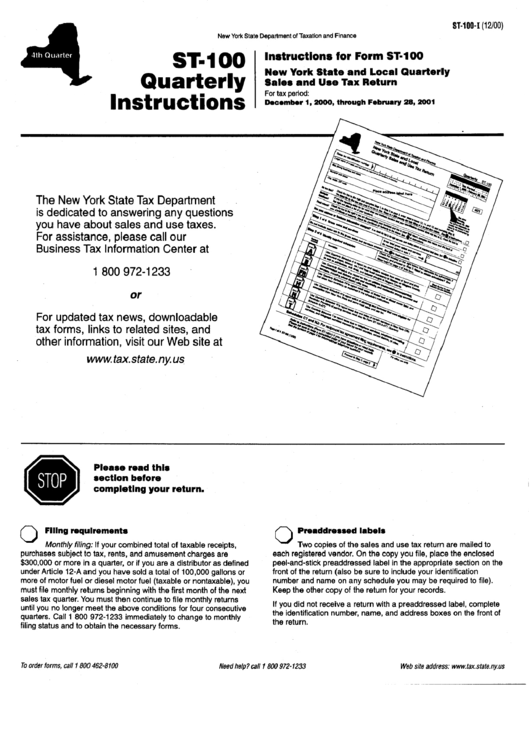 Form St-100 Instructions Printable pdf
