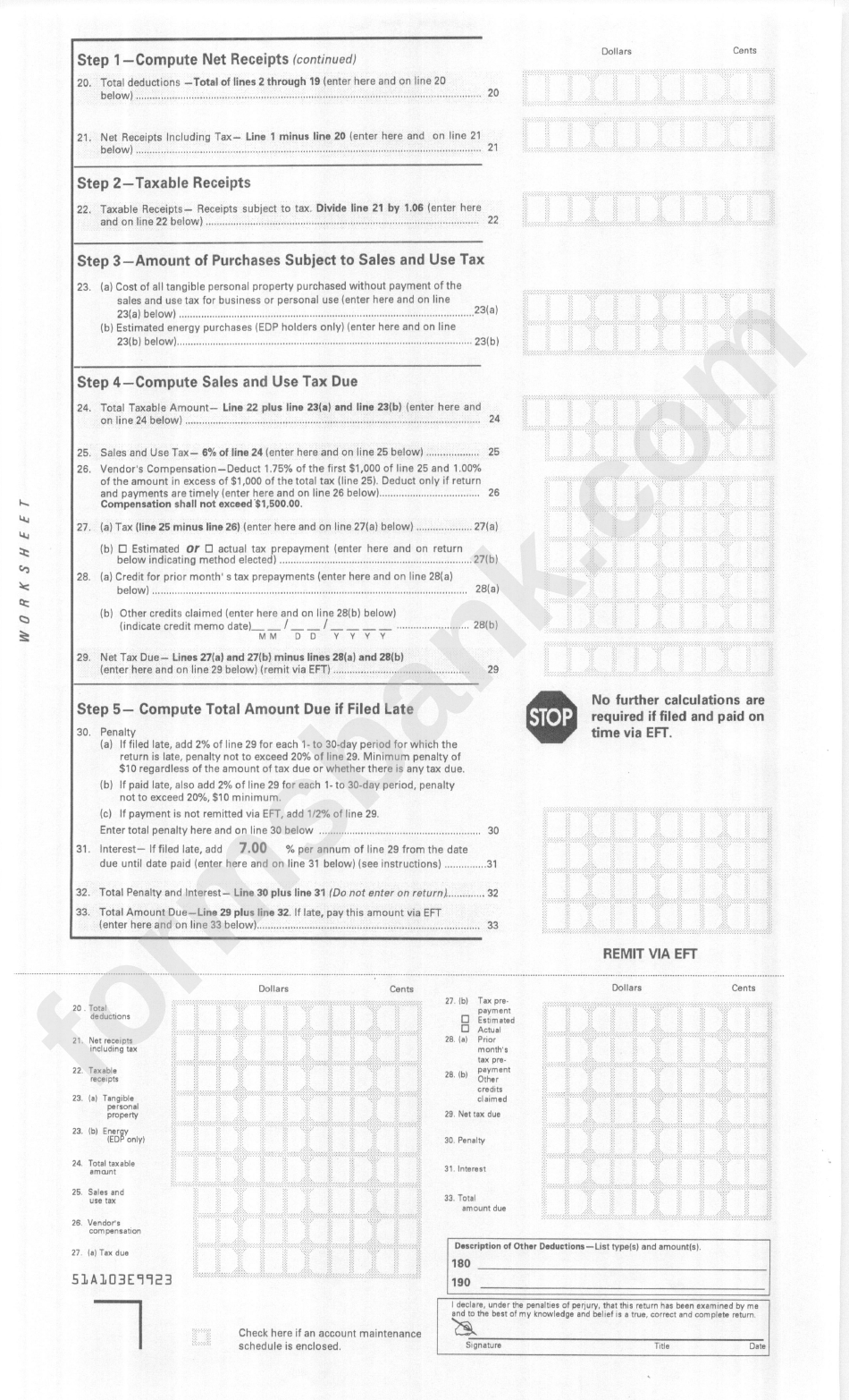 Form 51a103e - Kentucky Accelerated Sales And Use Tax Worksheet