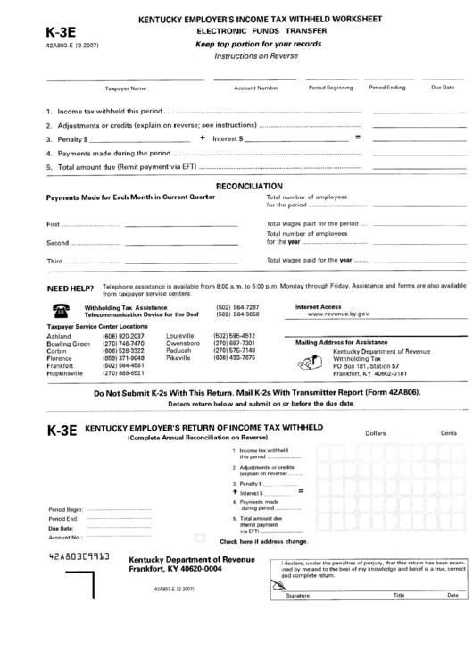 Form K3e-42a803-E - Employer
