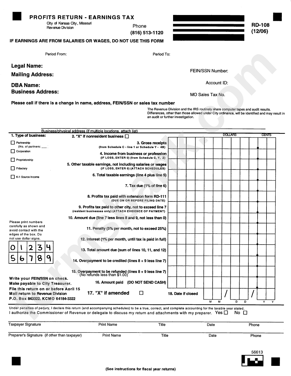 form-rd-108-profits-return-earning-tax-printable-pdf-download
