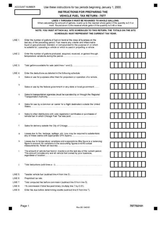 Form 7557 - Instructions For Preparing The Vehicle Fuel Tax Return 2000 Printable pdf