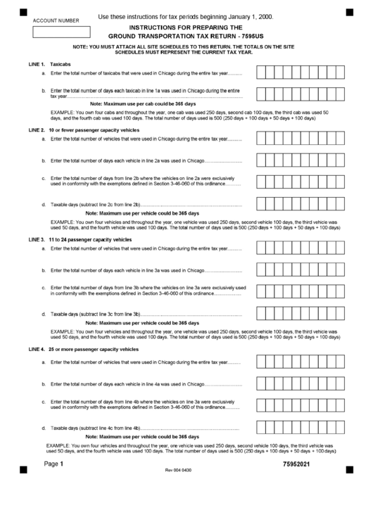 Form 7595us - Instructions For Preparing The Ground Transporations Tax Return 2000 Printable pdf