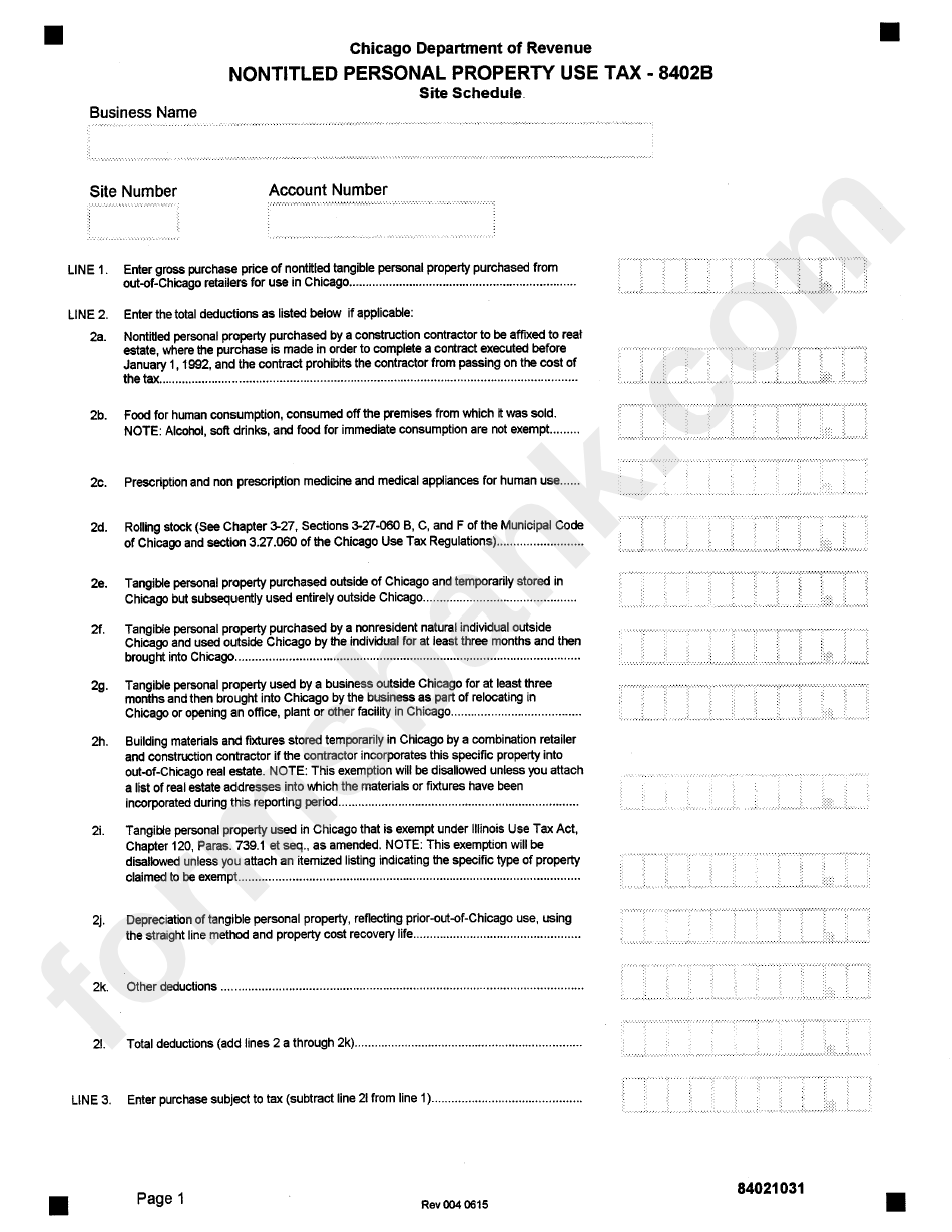 Nontitled Personal Property Use Tax Form