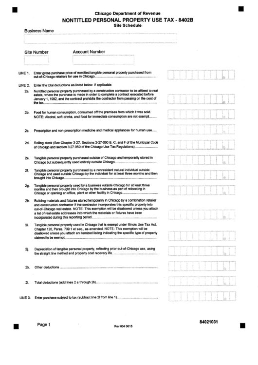 Nontitled Personal Property Use Tax Form Printable pdf