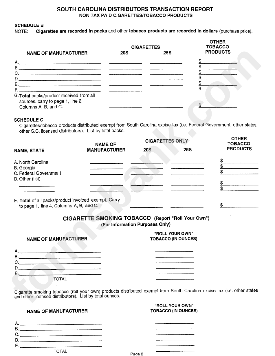 Form L-022 - Monthly Tobacco Tax Return Form