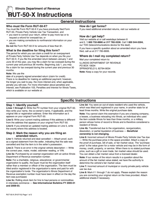 Form Rut-50-X - Instructions Printable pdf