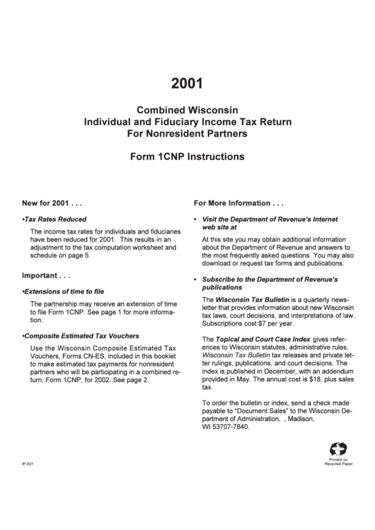 Form 1cnp - Instruction Printable pdf