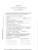 Business And Professional Questionnaire Form - Ontario Income Tax Department Printable pdf