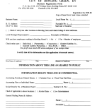 Business Registration Form - City Of Bowling Green, Kentucky Printable pdf
