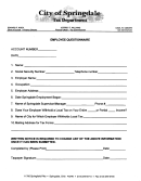 Employee Questionnaire Form - City Of Springdale Tax Department
