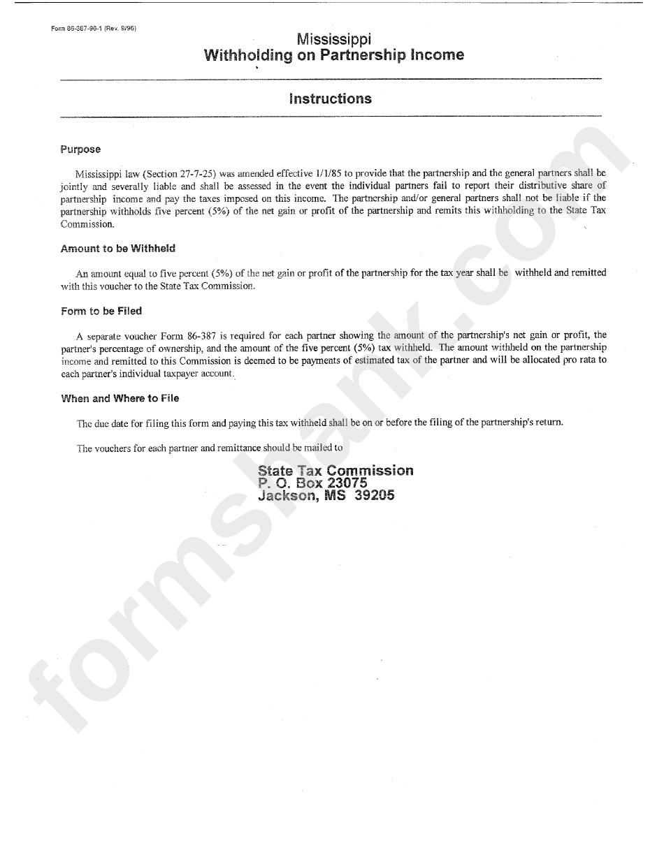 Withholding On Partnership Income Instructions Sheet