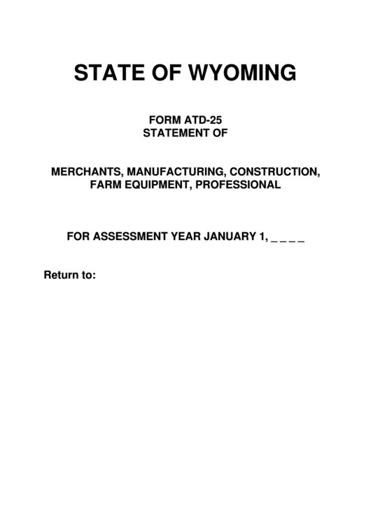 Form Atd-25 - Instructions Sheet For Filing Of The Statement Of Personal Property Printable pdf